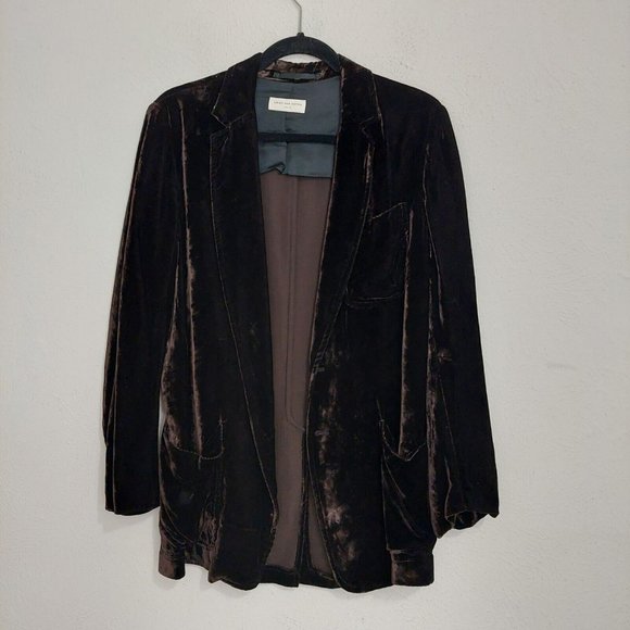 Dries Van Noten Other - Dries Van Noten Brown Velour Jacket Blazer Coat Pockets Button Front Size 46